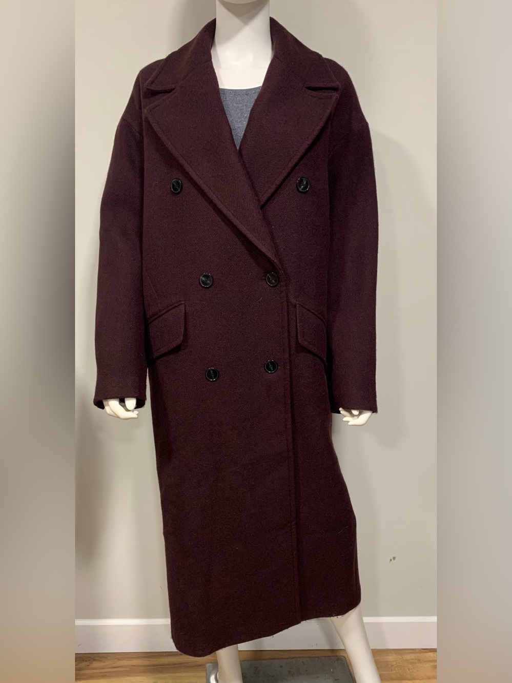 Pull&Bear Purple Over Coat Double-Breasted Long Sleeve Old Money Academia SZ M